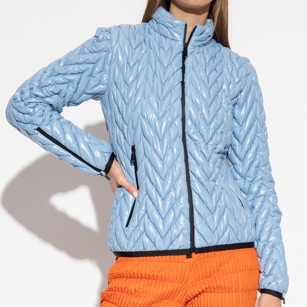 NWT Khrisjoy Ski Chevron Padded Quilted Jacket in Sky Blue